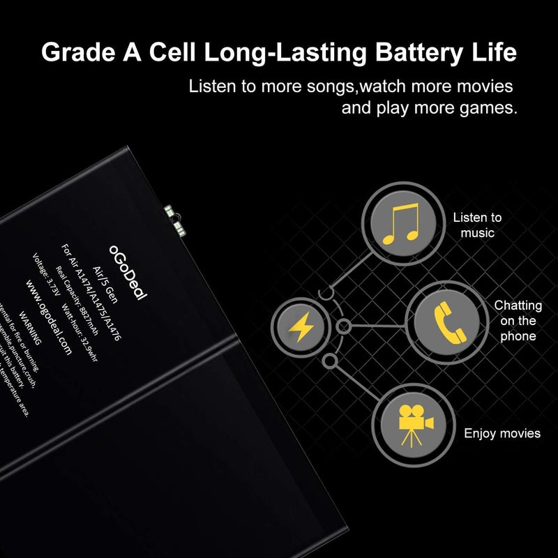 oGoDeal A1484 Battery Replacement Kit for iPad Air, for iPad 5 6 7 8 Battery, A1474 A1475 A1476 A1822 A1823 A1893 A1954 A2197 A2200 A2198 A2270 A2428 A2429 A2430 - Image 4